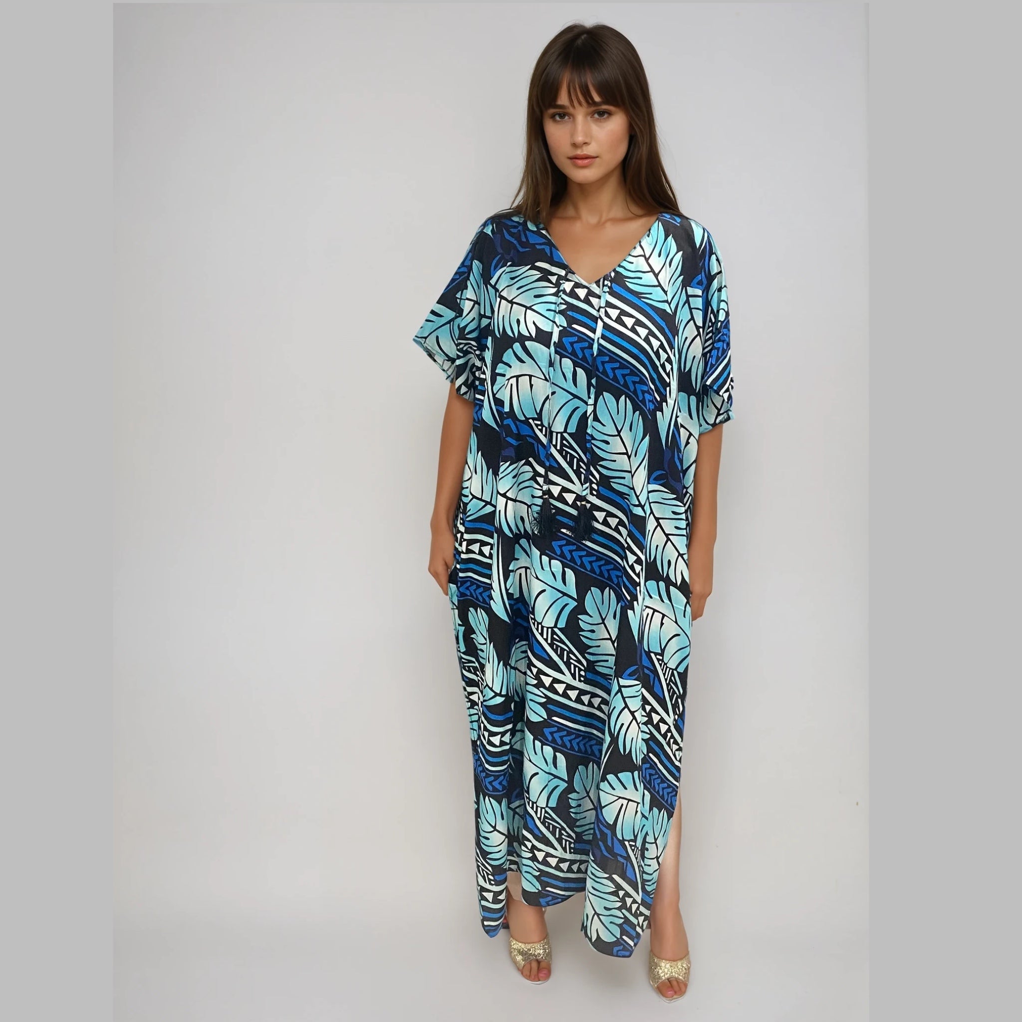 Tropical Maya Cotton Rayon Kaftan. AU 8-30