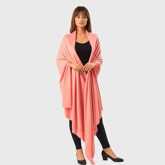 Julian handwoven pure Cashmere oversized shawl / Scarf/ Wrap - Peach Pink