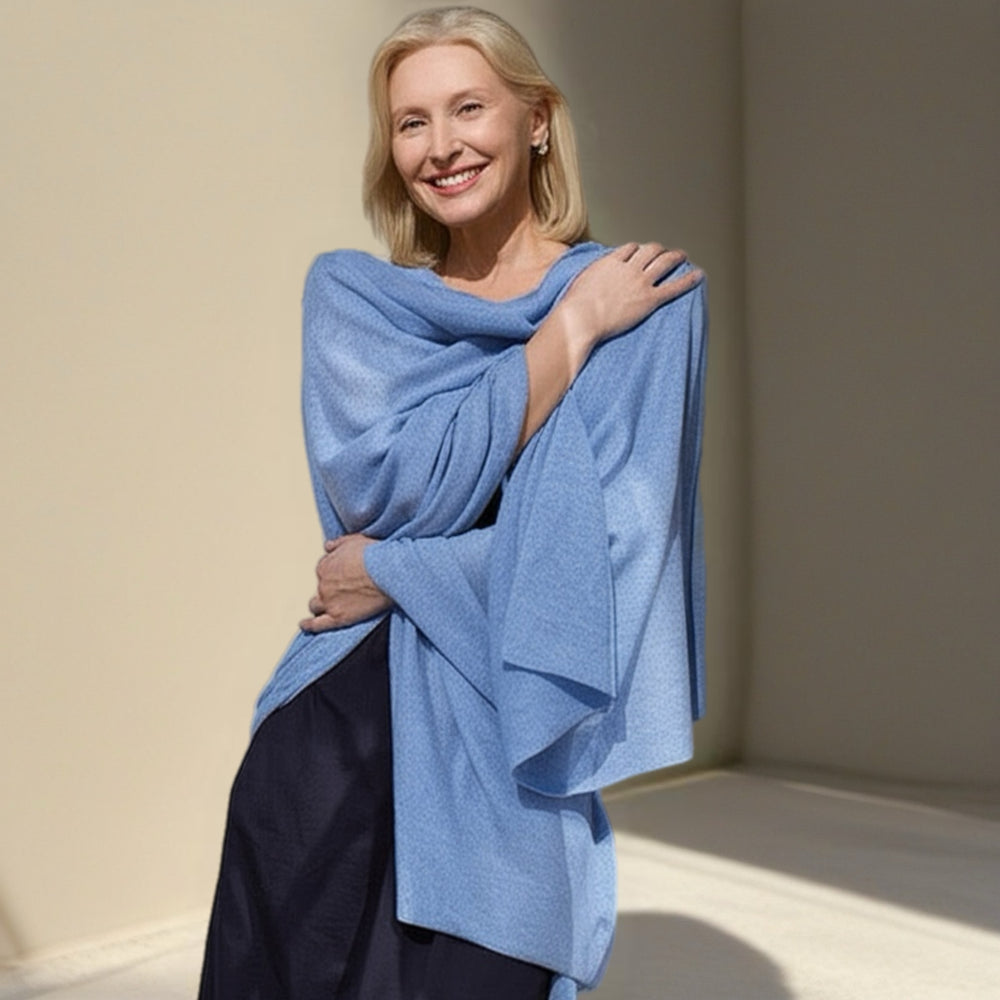 Blue Julian 100% Knitted Cashmere Extra large Travel Wrap