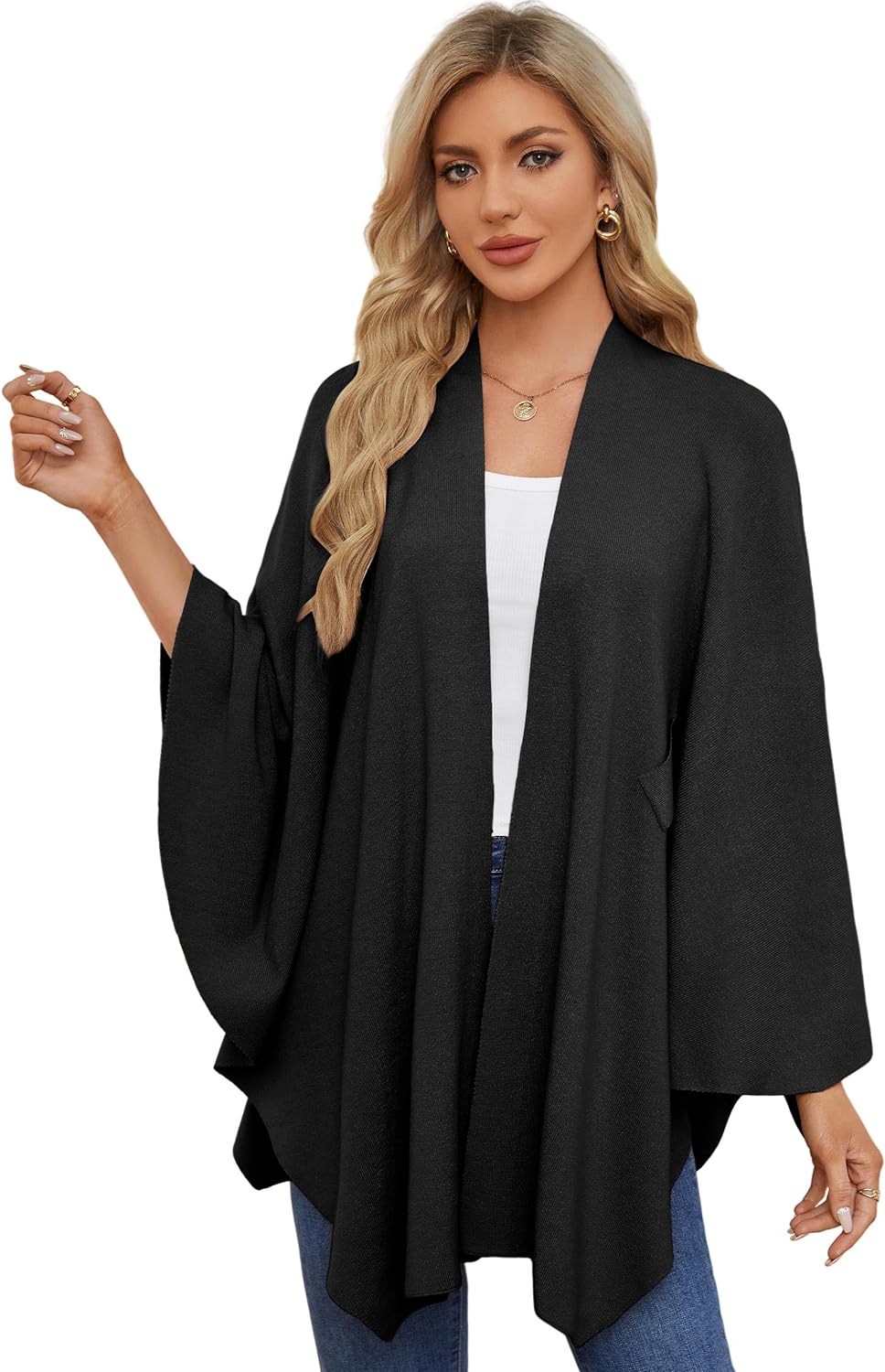 RITZY Front Closure Luxurious Maya Winter Cardigan Poncho Sweater-10 colours available