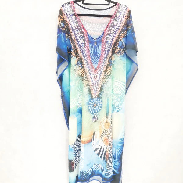 Mia Embellished Kaftan – Free Size, Mid Length Boho Glam