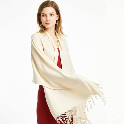 DEIA Ivory Fringe wool blend Scarf/ Stole