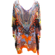 Kyra Relax Fit Bohemian Sheer Embellished  Kaftan Top One Size 10 to 22