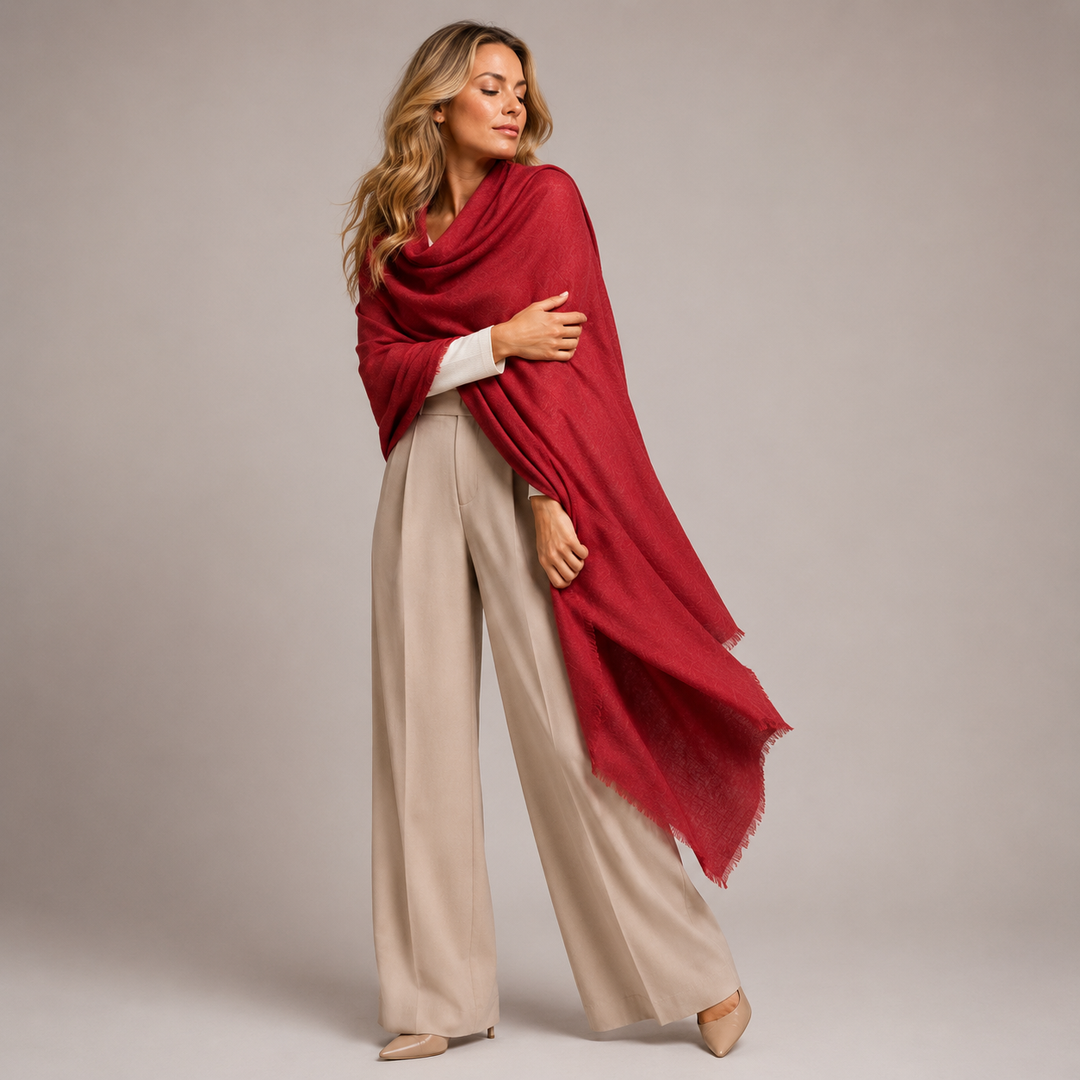 Mklane Luxe Julian Oversized handwoven pure cashmere Travel Wrap