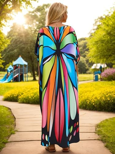 Maya Black Cotton Tropical Boho kaftan - Sizes Available -AU 14-30