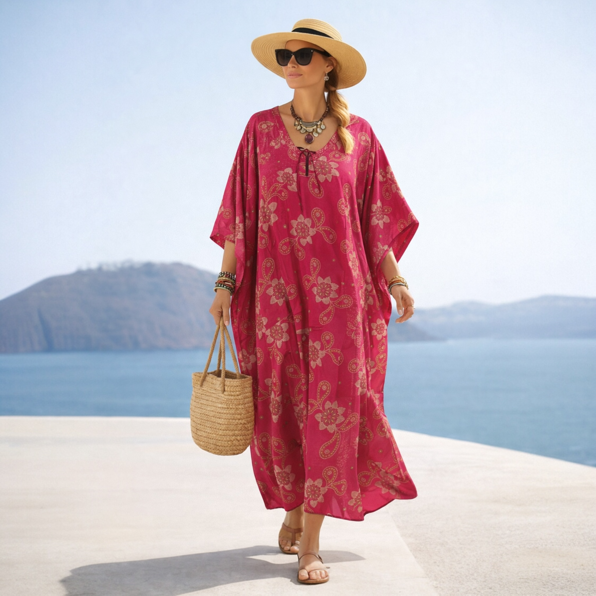 Maya Tropical Cotton kaftan - Sizes Available AU 16-30