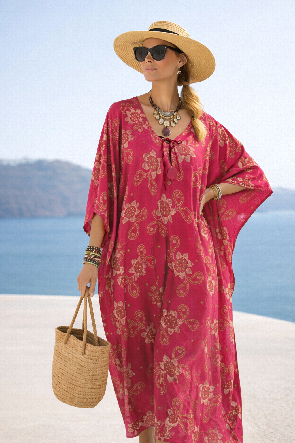 Maya Tropical Cotton kaftan - Sizes Available AU 16-30