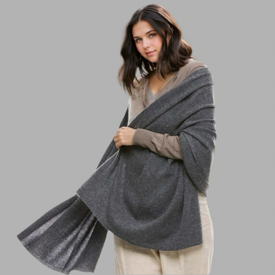 Julian 100% Knitted Cashmere Extra large Travel Wrap/Shawl-Charcoal Grey