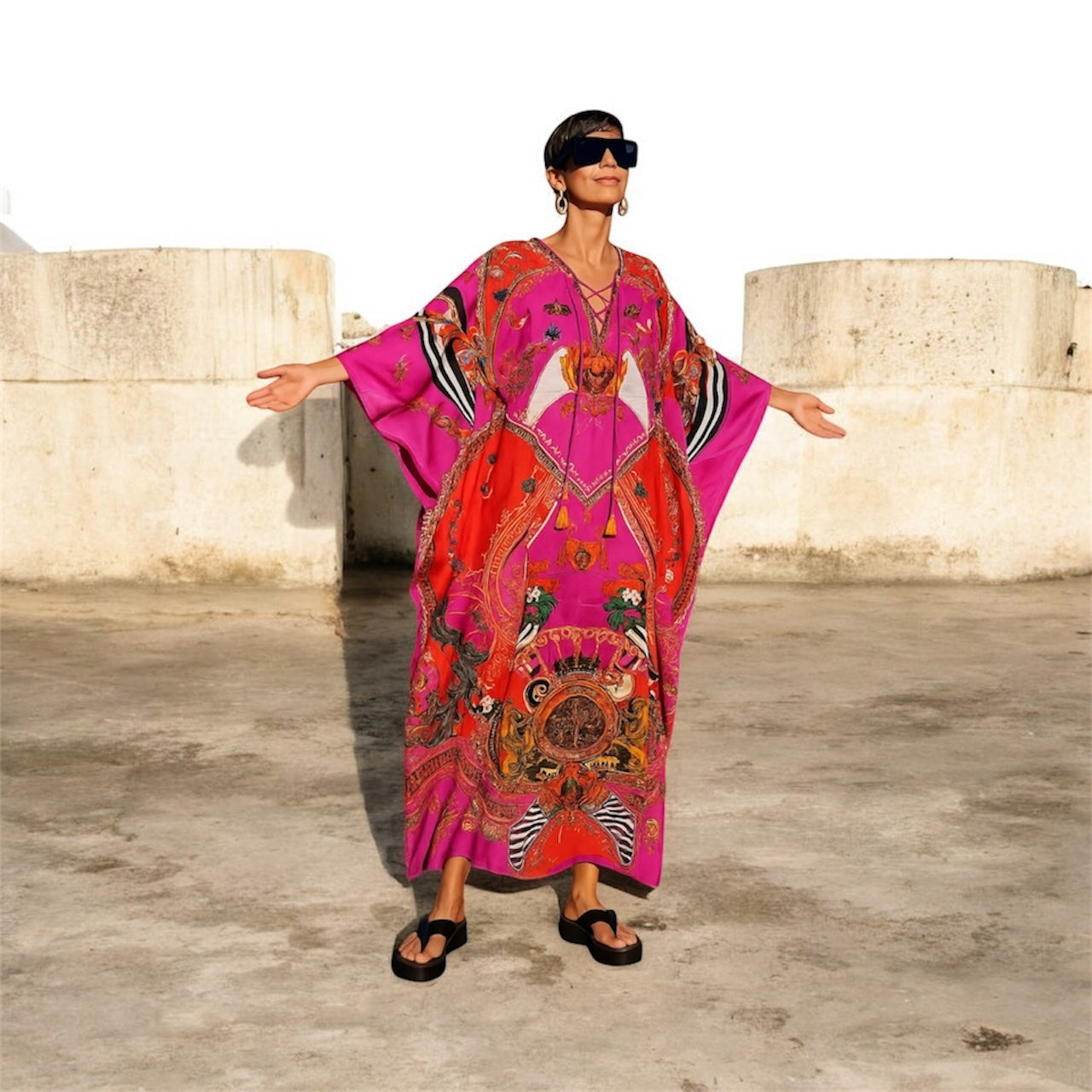 Coco Bella Silk Fuchsia Bliss kaftan-AU 12-22