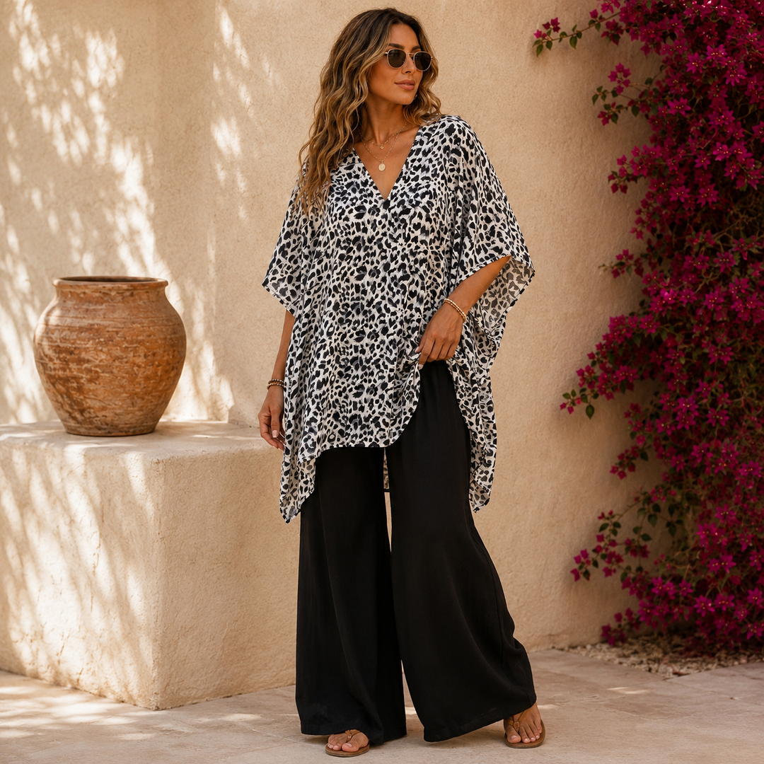 Maya Black Kaftan Tunic Beach Cover up AU 10-22