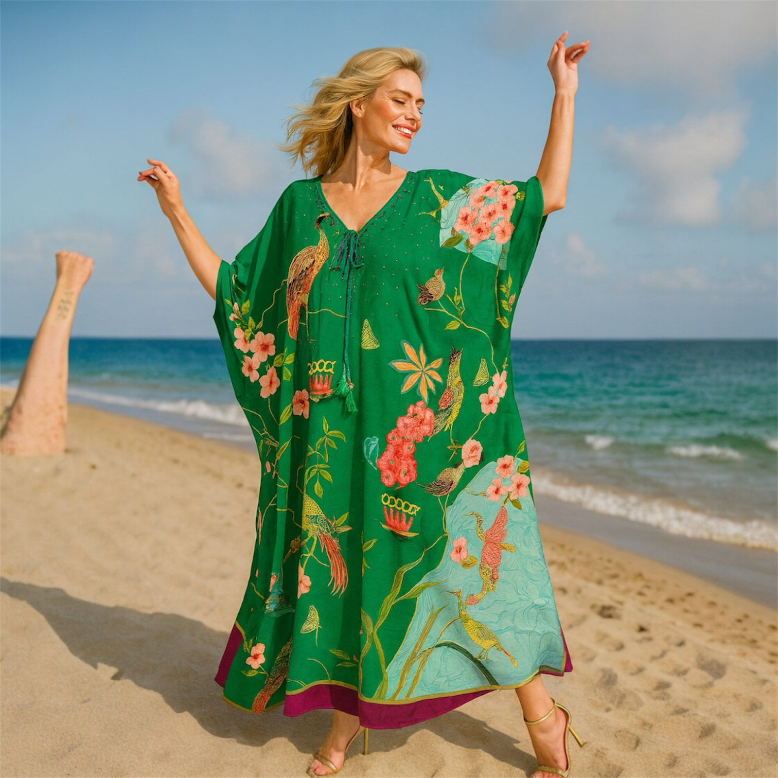 Royals Maya Resort Wear Kaftan-Front tie with Bling.Sizes Available AU 16-28