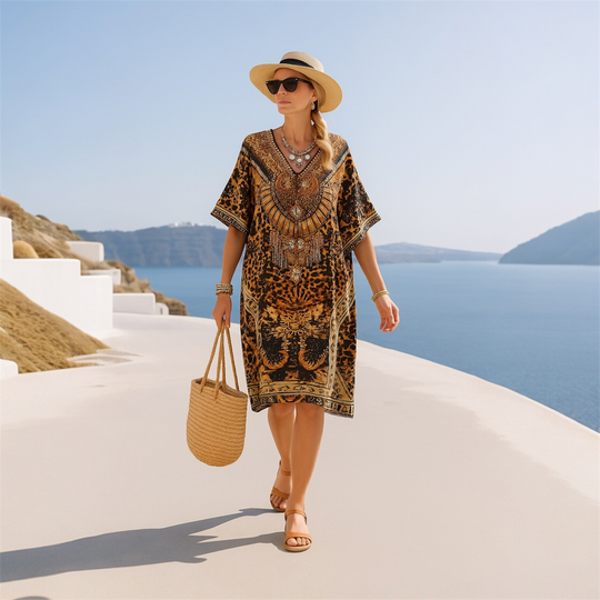 Maya Embellished Art Silk Short Kaftan / Tunic AU 12-26