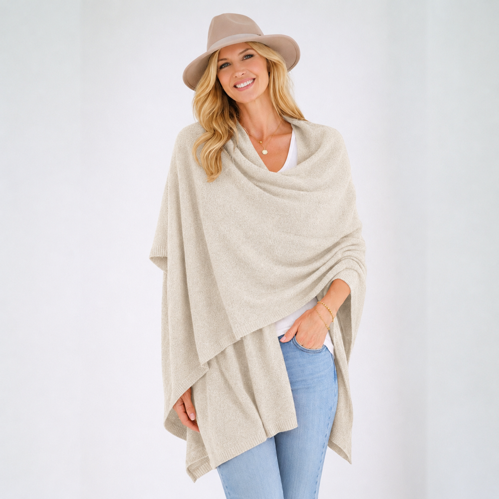 Julian Cashmere Extra large Travel Wrap/Shawl-Oatmeal Ivory
