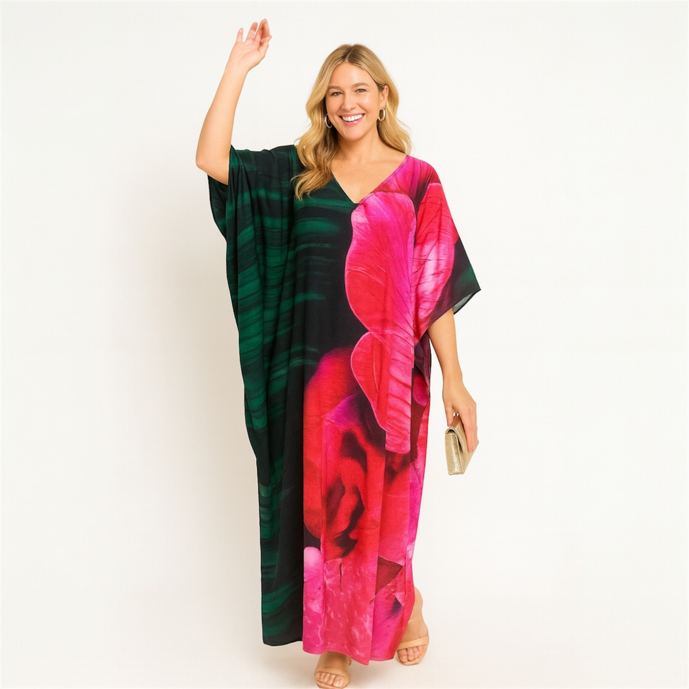 Maya Green Geris Tropical Boho kaftan - Sizes Available-AU 14-30