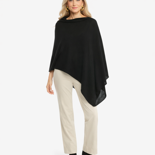 Black 100% Cashmere Julian Poncho-AU 8-18