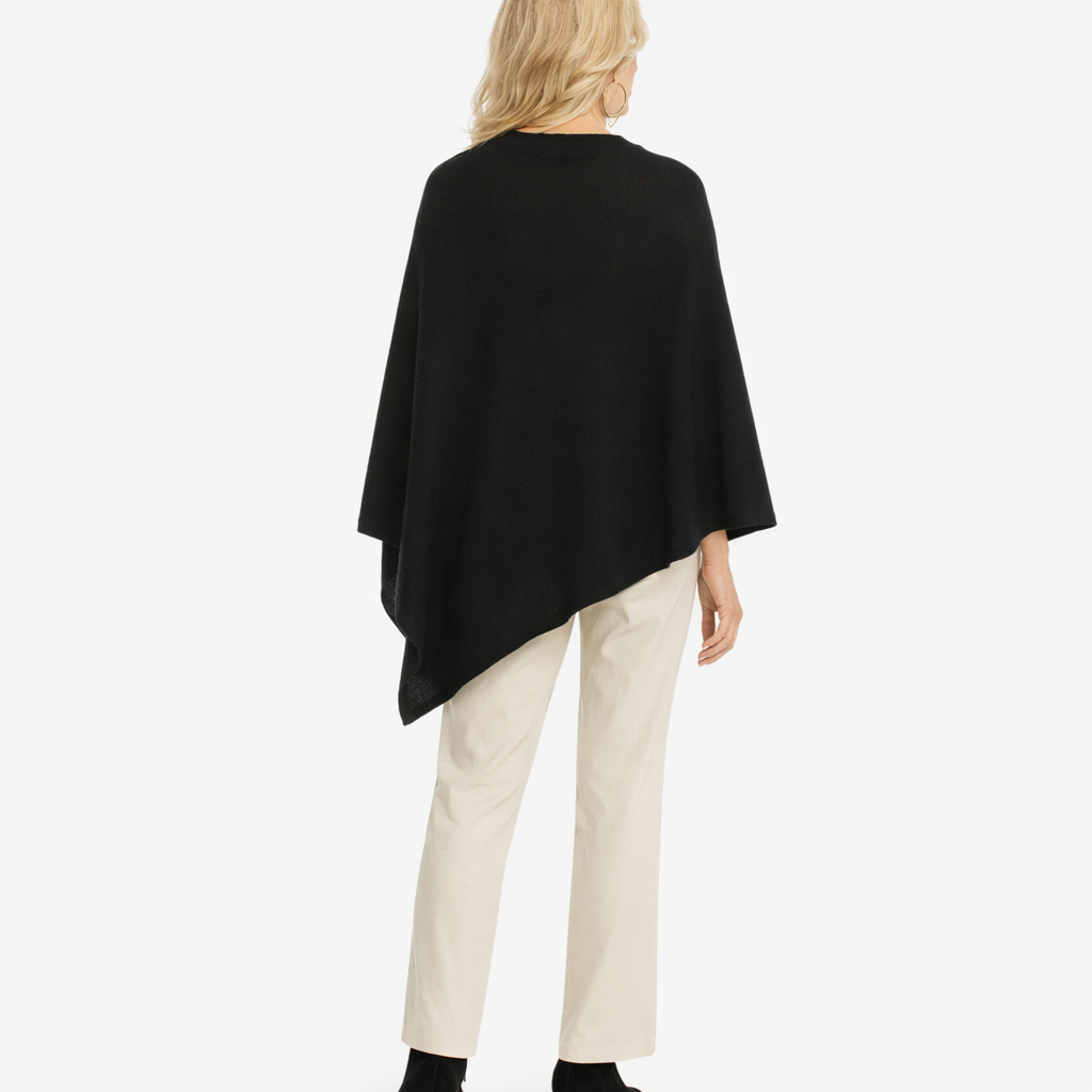 Black 100% Cashmere Julian Poncho-AU 8-18