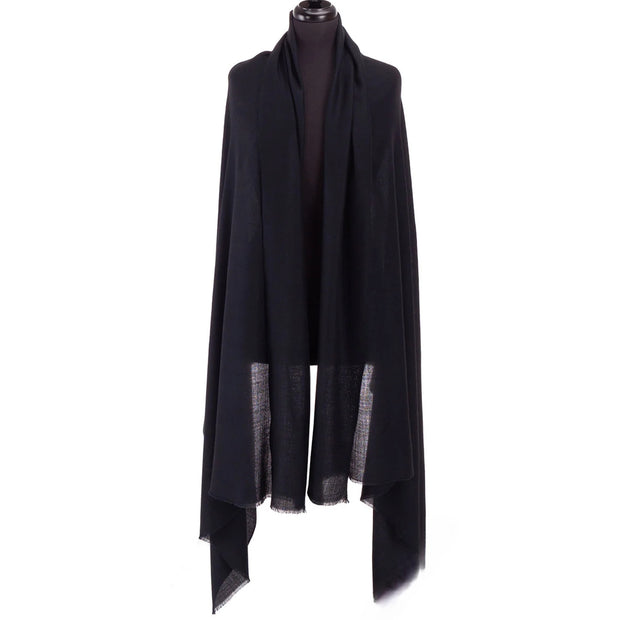 Black Julian Handwoven Pashmina Cashmere wrap shawl Oversized