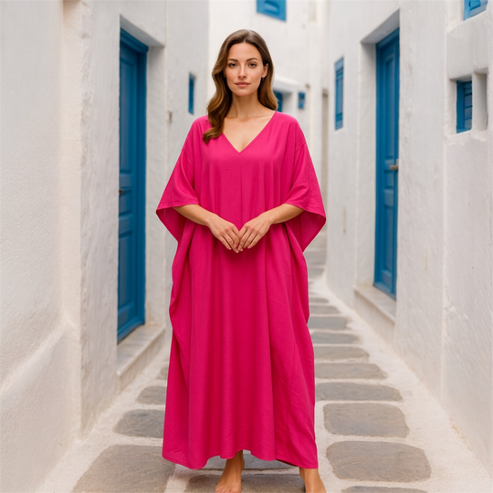 Fuchsia MAYA Breezy Cool Summer Kaftan Dress Sizes Available AU 12-30