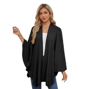 Black RITZY front closure luxurious poncho sweater