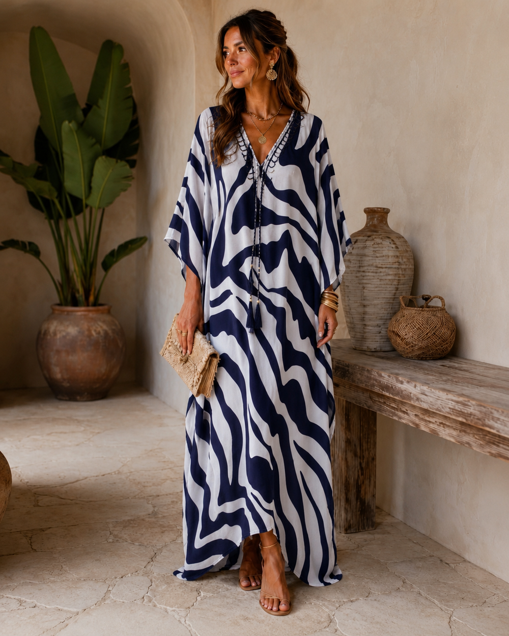 Coco Bella Milano’s White Blue kaftan 12-20