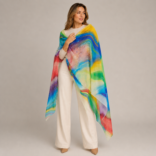 Cashmere Printed Wearable art Julian Ultralight Scarf-More Designs Available