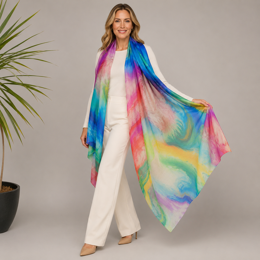 Wearable Art Cashmere Ultra fine Julian Scarf /Wrap-Gradient