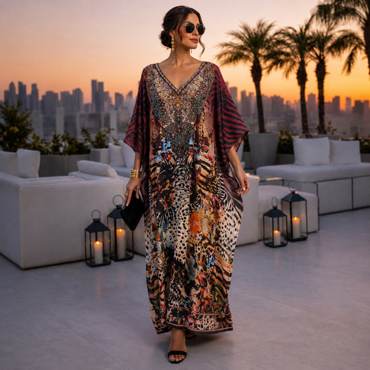 Maya Silk Mix Bling Kaftan.O/S AU 12-20