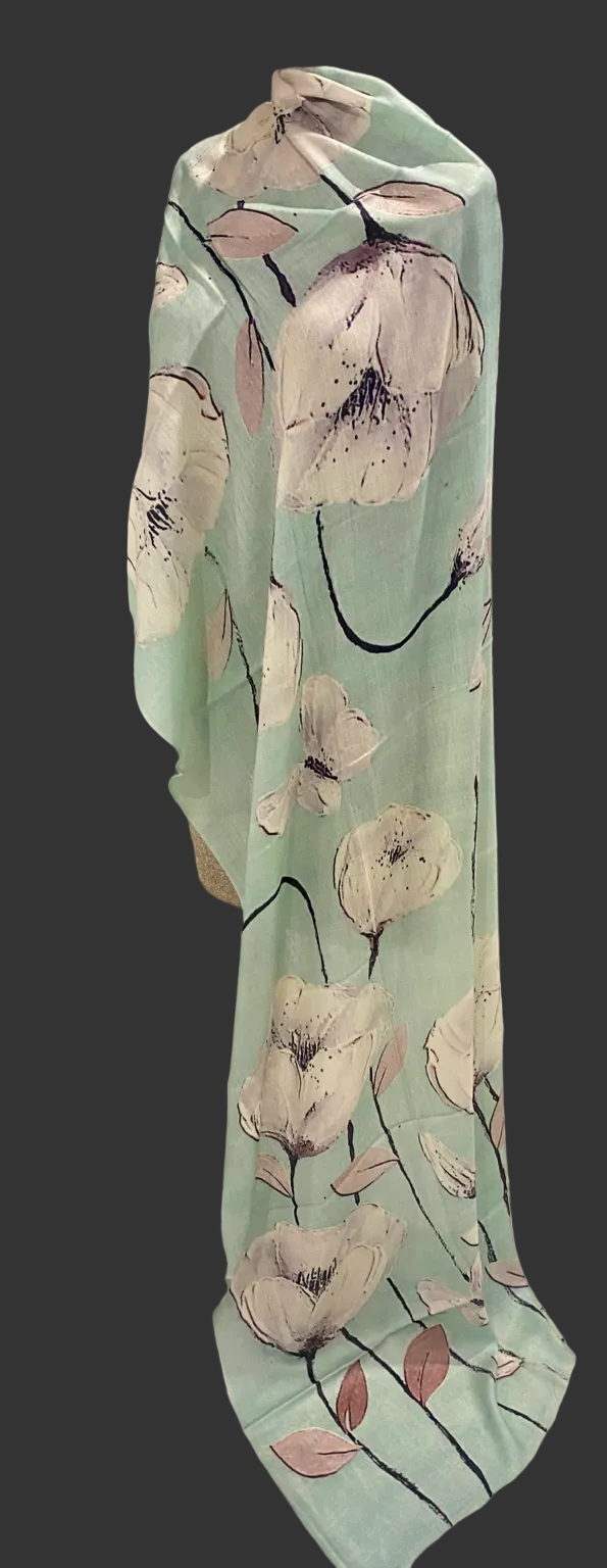 Cashmere Printed Wearable art Julian Ultralight Scarf-More Designs Available