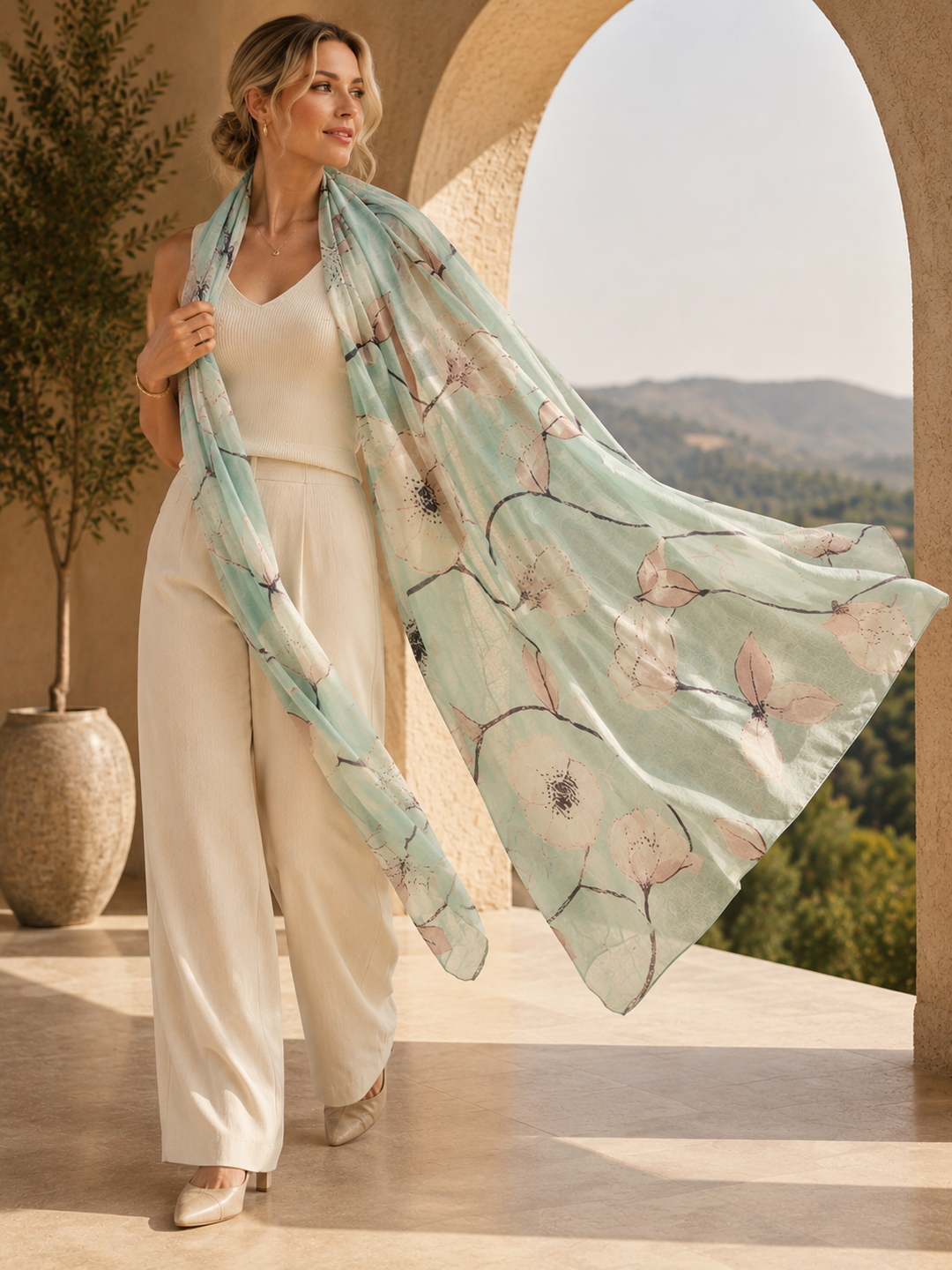Cashmere Printed Wearable art Julian Ultralight Scarf-More Designs Available