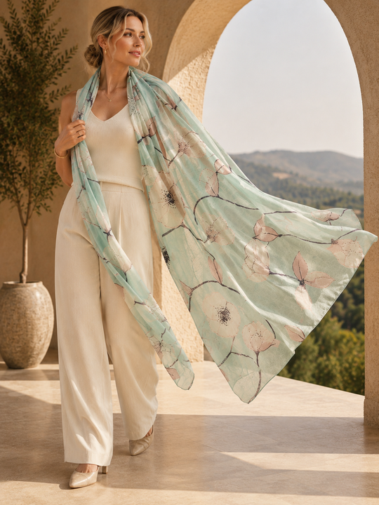 Cashmere Printed Wearable art Julian Ultralight Scarf-More Designs Available