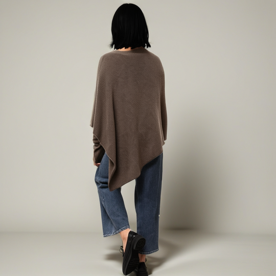 Dark Brown Julian 100% Cashmere Poncho