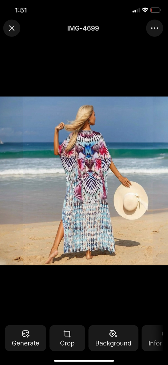 Tropical Resort Cotton Bamboo Kaftan-O/S AU 10-20