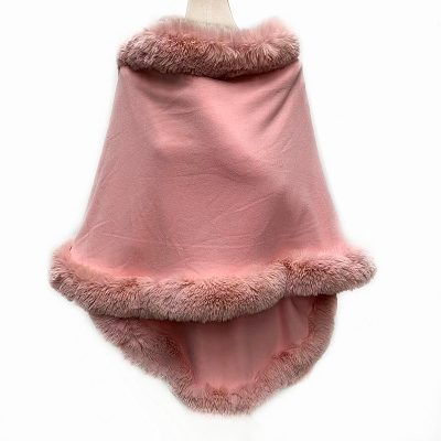 Pink Luxurious Jumbo Wrap with Faux Fur Trim