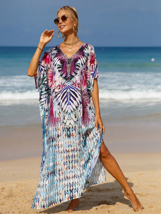 Tropical Resort Cotton Bamboo Kaftan-O/S AU 10-20