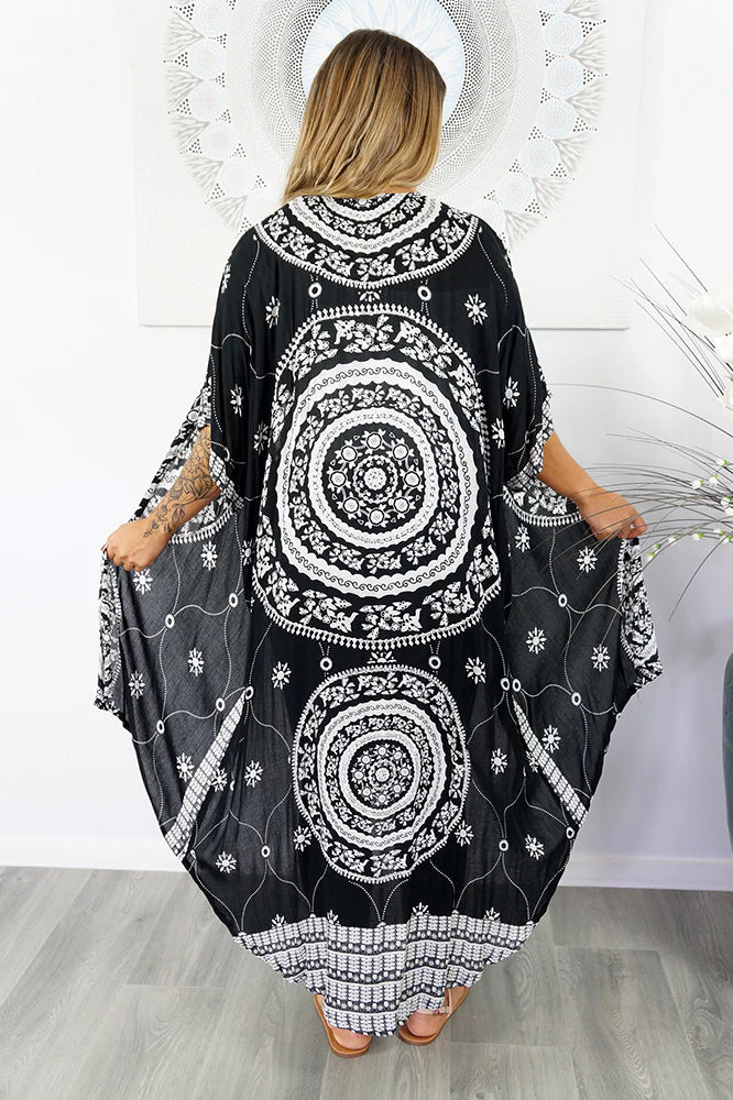 Black Rayon Bling luxurious Kimono/Cape-O/S AU 10-18