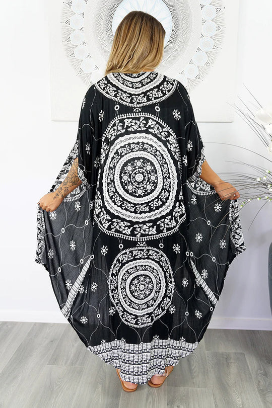 Black Rayon Bling luxurious Kimono/Cape-O/S AU 10-18