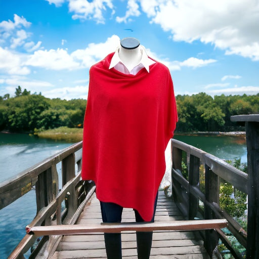 Red Julian Pure cashmere wool poncho