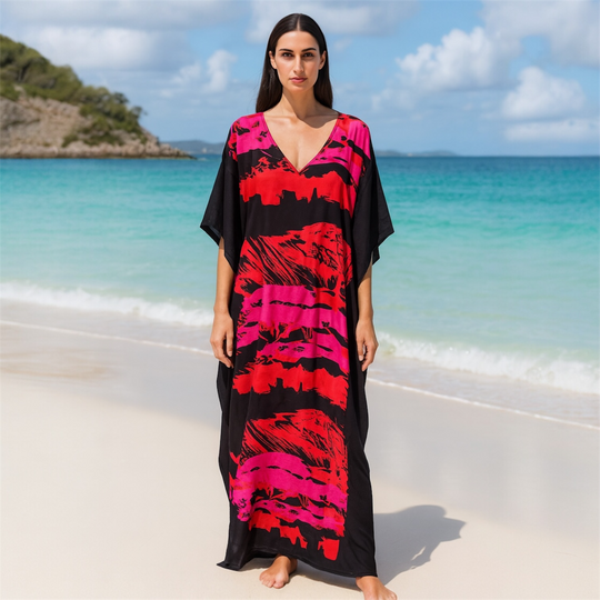 Black Maya Bohemian Rayon kaftan dress - Sizes -AU 14-30