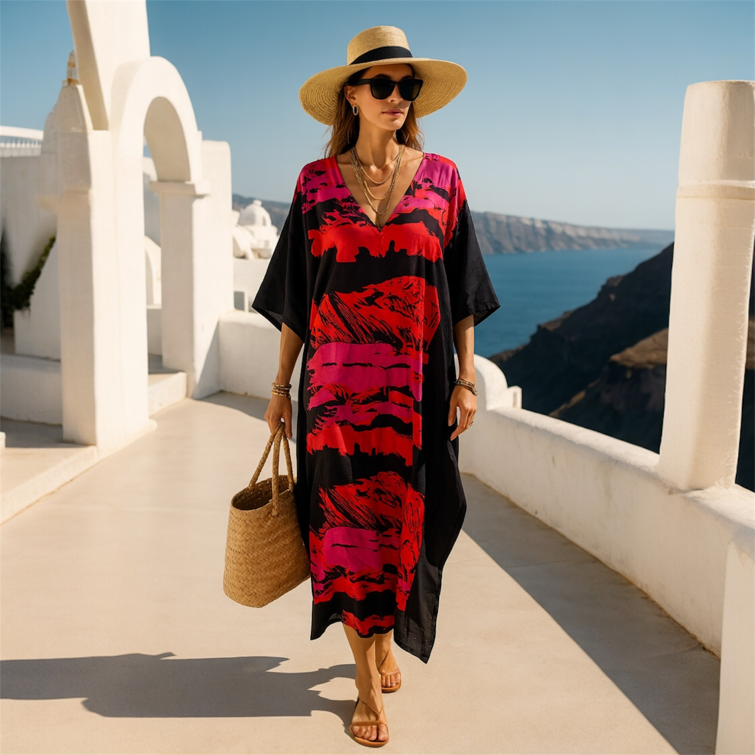 Black Maya Bohemian Rayon kaftan dress - Sizes -AU 14-30