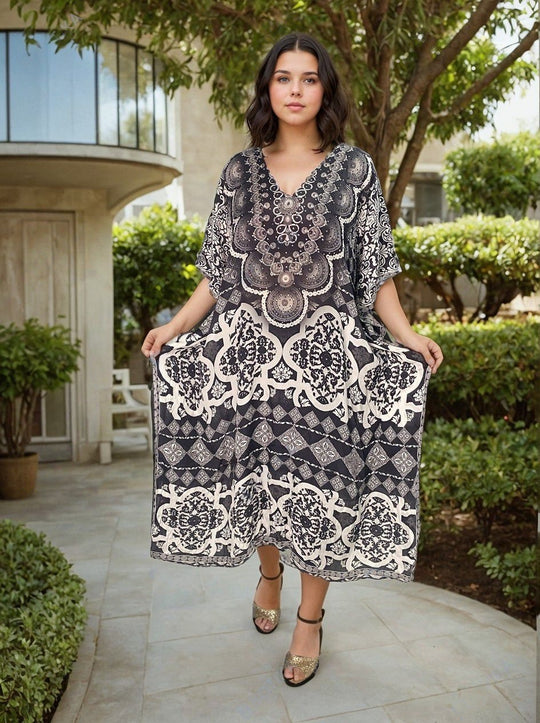 Black Coco Bella Silk Embellished Kaftan 12-20