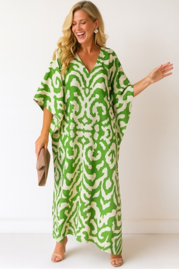 Maya Green Mista Bohemian Cotton kaftan - Sizes Available AU 14-30