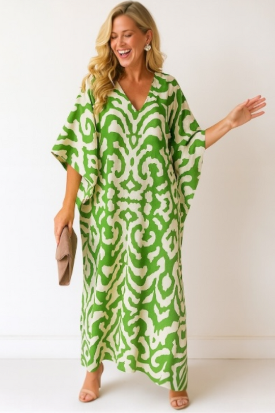 Maya Green Mista Bohemian Cotton kaftan - Sizes Available AU 14-30