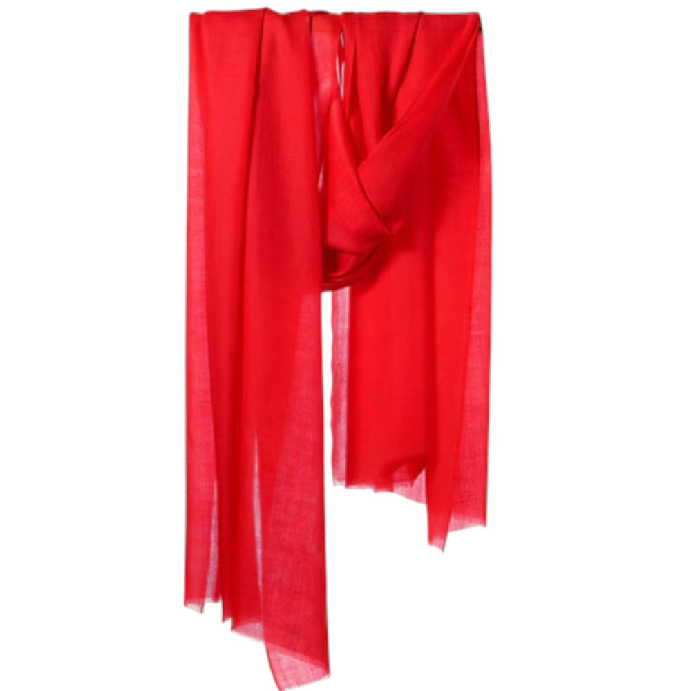 Imperial Red Julian handwoven pure Cashmere oversized shawl / Scarf