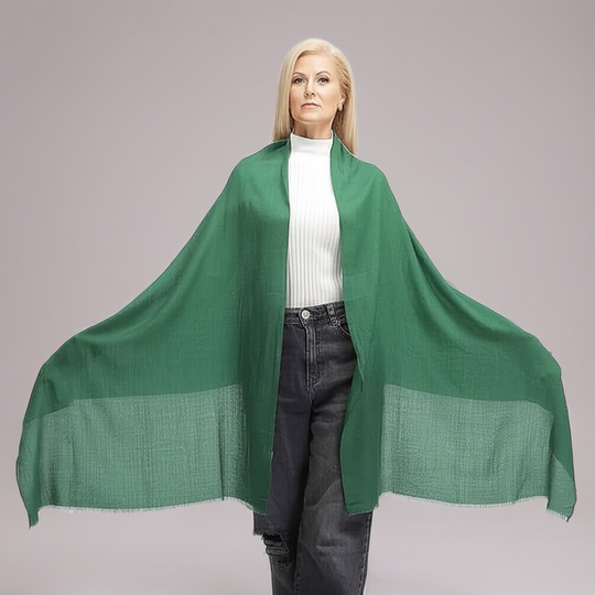 Deep Green Handwoven Cashmere Wrap