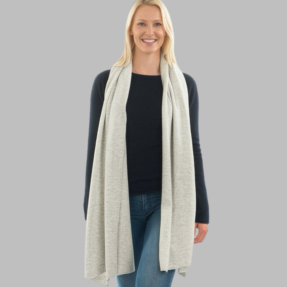 Grainy Ivory Julian Pure Cashmere Knitted Wool Scarf