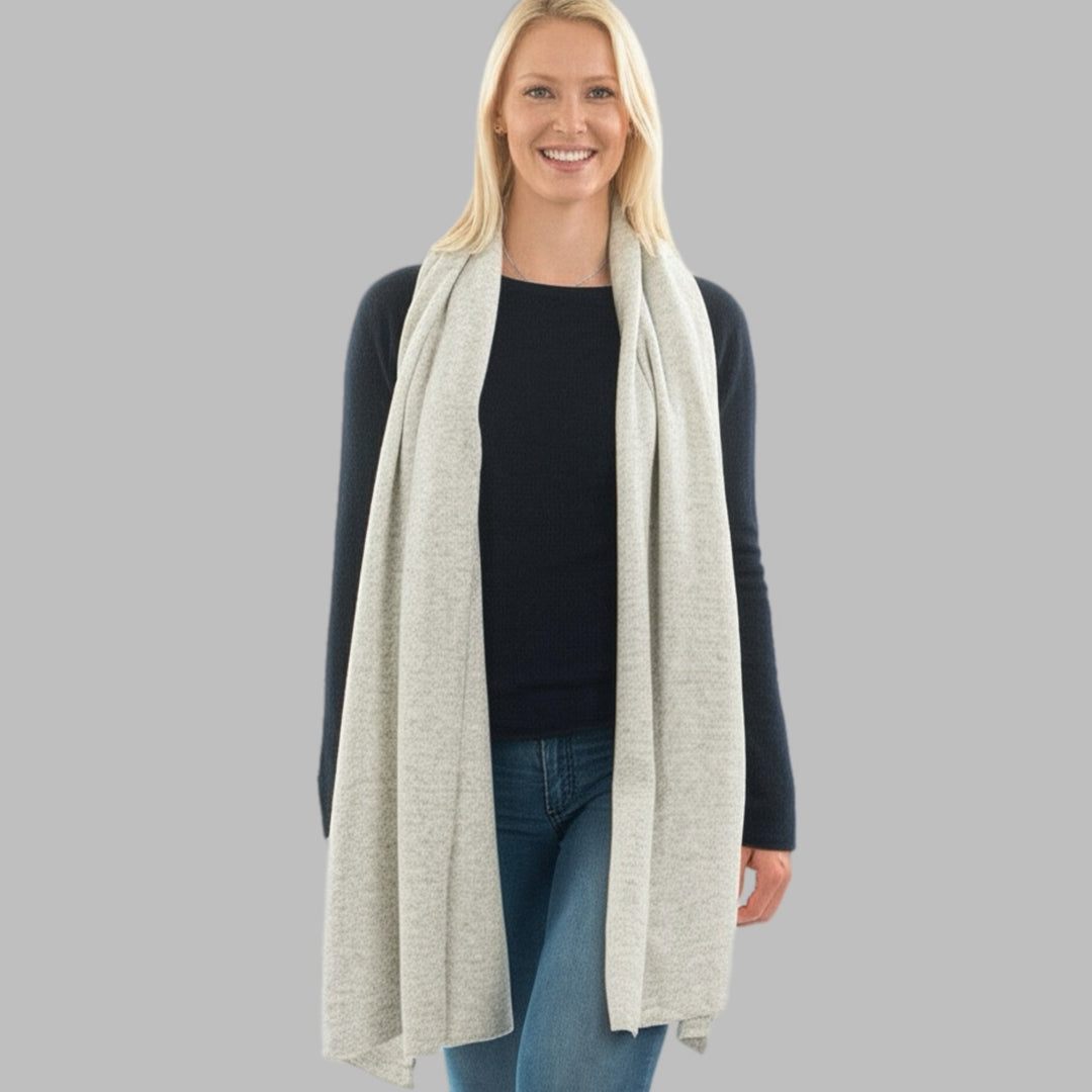 Grainy Ivory Julian Pure Cashmere Knitted Wool Scarf