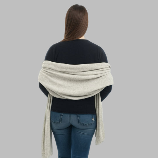 Grainy Ivory Julian Pure Cashmere Knitted Wool Scarf