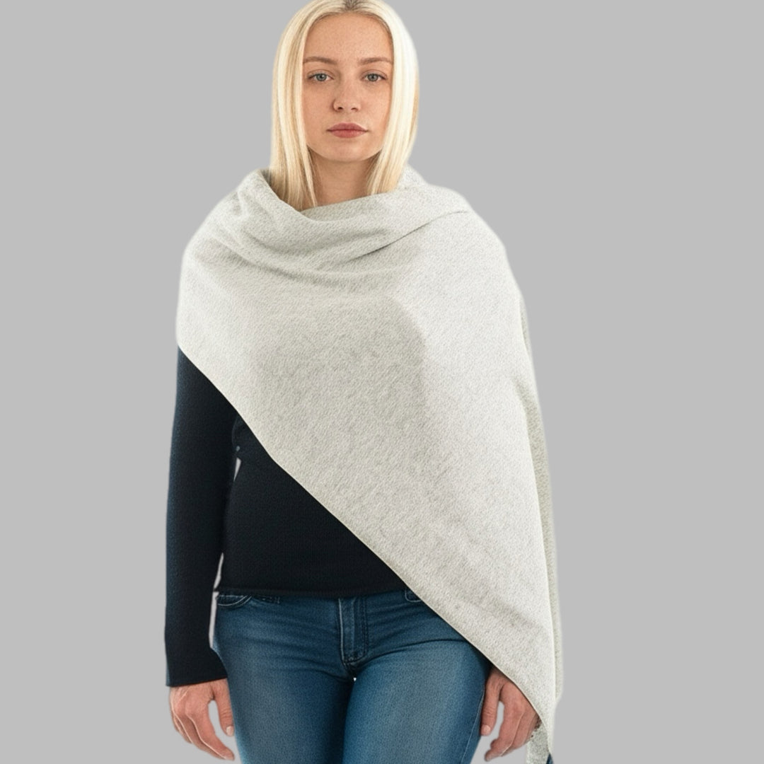 Grainy Ivory Julian Pure Cashmere Knitted Wool Scarf