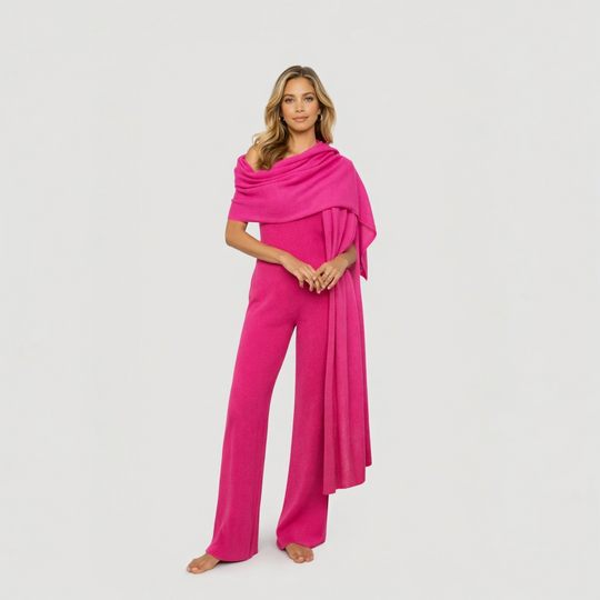 100% Cashmere 2 ply Julian Travel Wrap/ Scarf -Hot Pink