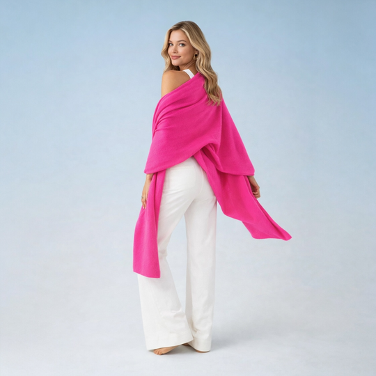 100% Cashmere 2 ply Julian Travel Wrap/ Scarf -Hot Pink